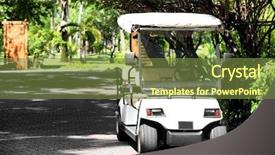  Presentation with resort - PPT theme featuring modern buggy at tropical resort background and a tawny brown colored foreground
