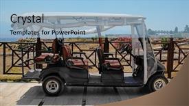  Presentation with resort - Theme consisting of modern buggy parked at resort background and a  colored foreground
