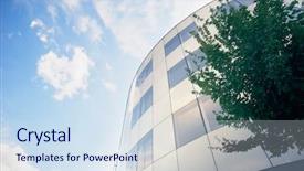  Presentation with modern tech - PPT layouts with modern building and tree background and a sky blue colored foreground