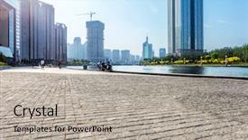  Presentation with modern building - Amazing presentation theme having modern building exterior with brick backdrop and a light gray colored foreground