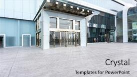  Presentation with modern building - Presentation with modern building facade with empty background and a  colored foreground