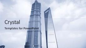  Presentation with modern building - Amazing theme having modern building in shanghai backdrop and a light blue colored foreground