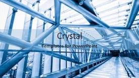  Presentation with steel building - PPT theme featuring modern building interior background and a light blue colored foreground