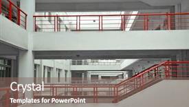  Presentation with modern school building - Cool new presentation theme with modern building layers of floor backdrop and a violet colored foreground