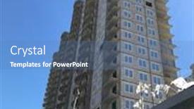  Presentation with under construction - Audience pleasing theme consisting of modern-building-under-construction backdrop and a teal colored foreground