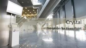  Presentation with terminal - Slide deck featuring modern building with informational terminal background and a mint green colored foreground