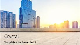  Presentation with modern building - Beautiful slide set featuring modern building with sunbeam backdrop and a lemonade colored foreground