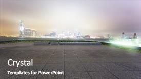  Presentation with city buildings - Beautiful presentation design featuring modern buildings and city park backdrop and a  colored foreground