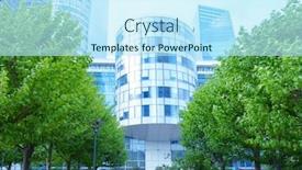  Presentation with city buildings - Cool new PPT theme with modern buildings in business district of big city backdrop and a sky blue colored foreground