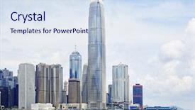  Presentation with hong kong finance - Slides consisting of modern buildings in hong kong background and a sky blue colored foreground
