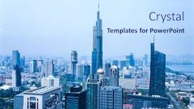  Presentation with buildings - Theme enhanced with modern-buildings-in-midtown background and a sky blue colored foreground