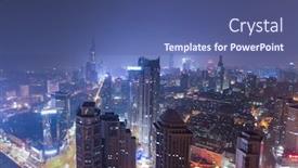  Presentation with buildings - Audience pleasing PPT theme consisting of modern-buildings-in-midtown backdrop and a ocean colored foreground