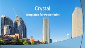  Presentation with urban buildings - Presentation design consisting of modern buildings in urban city background and a  colored foreground