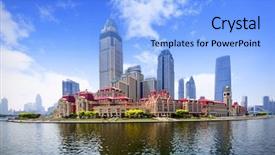  Presentation with urban buildings - Presentation theme with modern buildings in urban city background and a  colored foreground