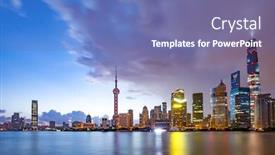  Presentation with cbd - Audience pleasing slides consisting of modern buildings near river in shanghai lvjiazui cbd in cloud sky at twilight backdrop and a ocean colored foreground