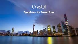  Presentation with cbd - Amazing slides having modern buildings near river in shanghai lvjiazui cbd in cloud sky at twilight backdrop and a ocean colored foreground