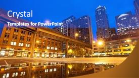  Presentation with seattle - Cool new PPT theme with modern buildings near water at night in seattle backdrop and a cobalt blue colored foreground