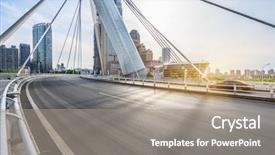  Presentation with buildings - Slide deck enhanced with modern buildings with empty road background and a gray colored foreground