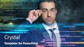  Presentation with information technologies - Slide set having modern-business-and-information-technologies background and a  colored foreground