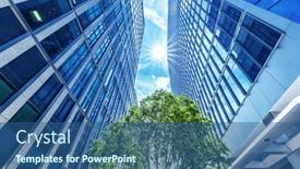  Presentation with rise - PPT layouts having modern-business-skyscrapers-high-rise background and a ocean colored foreground