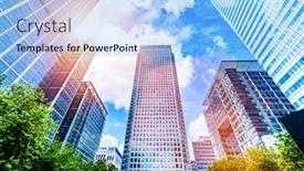  Presentation with rise - Slides having modern-business-skyscrapers-high-rise background and a light blue colored foreground