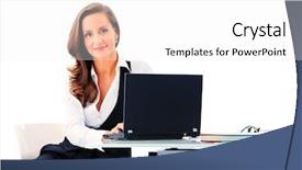  Presentation with modern - Theme enhanced with modern business woman is working background and a  colored foreground
