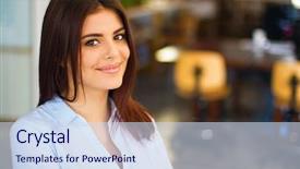  Presentation with modern - Colorful slide set enhanced with modern business woman backdrop and a sky blue colored foreground