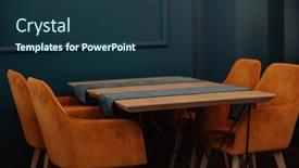  Presentation with cafeteria - Slides enhanced with modern-cafe-furniture-modern-table background and a tawny brown colored foreground