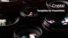  Presentation with camera - Slide deck having modern camera lenses with reflections background and a black colored foreground