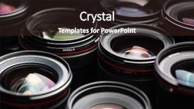  Presentation with camera - Audience pleasing PPT theme consisting of modern camera lenses with reflections backdrop and a wine colored foreground