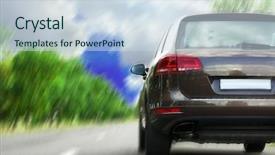  Presentation with driving road - Presentation design featuring modern car driving on road background and a sky blue colored foreground