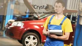  Presentation with mechanic car service repair maintenance - Cool new PPT theme with modern car during automobile maintenance backdrop and a  colored foreground