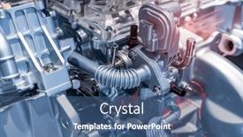  Presentation with engine - Slide set with modern-car-engine-on-blue background and a ocean colored foreground