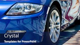  Presentation with metallic blue - Presentation theme having modern-car-in-reflections background and a navy blue colored foreground