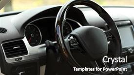  Presentation with wheel - Slide deck consisting of modern car interior steering wheel background and a wine colored foreground