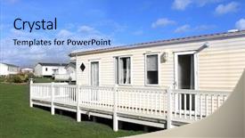  Presentation with trailer park - Slide deck enhanced with modern caravan on trailer park background and a light blue colored foreground