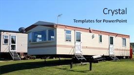  Presentation with trailer park - Slide deck enhanced with modern caravans in trailer park background and a light blue colored foreground
