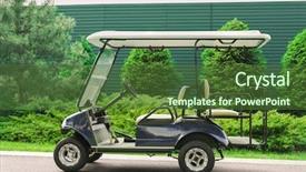  Presentation with club - PPT theme enhanced with modern cart on road background and a tawny brown colored foreground