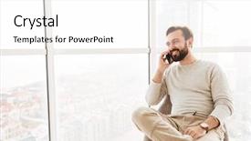  Presentation with airplane wing through airplane window - Presentation theme having modern chair and having pleasant background and a white colored foreground