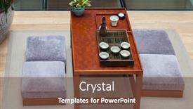  Presentation with modern chinese - Slides having modern-chinese-tradition-tea-room background and a tawny brown colored foreground