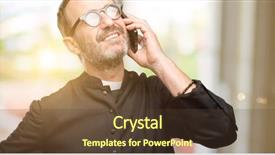  Presentation with christians - Presentation theme featuring modern christians - priest religion man happy talking background and a tawny brown colored foreground