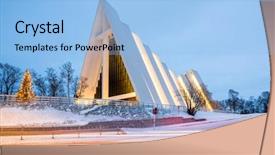  Presentation with christians - Slides with modern christians - tromso arctic cathedral church background and a light blue colored foreground
