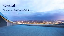  Presentation with cityscape - Beautiful slides featuring oregon - cityscape and skyline of portland backdrop and a sky blue colored foreground