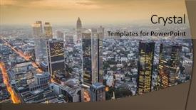  Presentation with cityscape - Beautiful presentation theme featuring famous building - frankfurt germany cityscape at dusk backdrop and a coral colored foreground