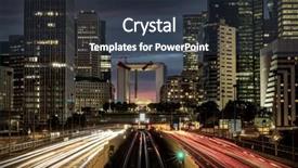  Presentation with cars - Amazing PPT theme having modern city at night with cars light lines backdrop and a tawny brown colored foreground