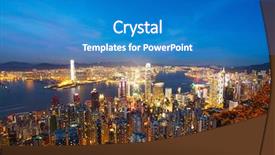  Presentation with hongkong - Audience pleasing theme consisting of modern city hongkong at night backdrop and a  colored foreground