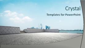  Presentation with blue sky - Colorful slide deck enhanced with modern city in blue sky backdrop and a sky blue colored foreground