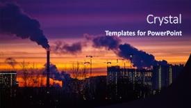  Presentation with power plants - PPT layouts with modern-city-in-the-evening background and a violet colored foreground