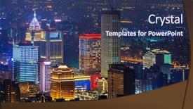  Presentation with city development strategy - Amazing theme having modern city night with skyscrapers backdrop and a  colored foreground
