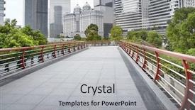  Presentation with pedestrian bridge - Amazing PPT theme having modern city pedestrian overpass backdrop and a light gray colored foreground